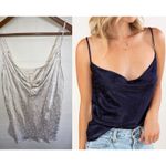 LOVE STITCH Dot Jacquard Cowl Neck Satin Cami Top NWT Medium M ROMANTIC FEMININE Photo 1