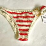 Aerie  Crocheted bikini bottoms  NWT Cream and orange/red stripes Size XXS Photo 0