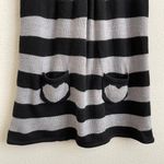 Heart N Crush Black Grey Stripe Heart Goth Sweater Short Sleeve Babydoll Top Photo 4