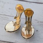 Vintage Clip On Earrings Mirrored Gold Tone Oval 7/8" Photo 6