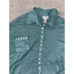 Soft Surroundings blue button down flowy shirt XL Cotton Photo 1