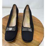 Salvatore Ferragamo  Pumps Womens Black‎ Block Heel Logo Plaque Size 6 AA Photo 1