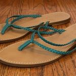 J.Crew New Green Leather Capri Braided Strap Flip Flop Sandals Size 8 Photo 0