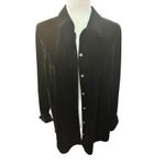 Croft & Barrow Black Velvet Long Sleeve Button Down Shirt Elegant Party Top Photo 1