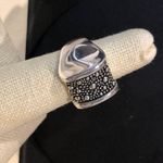 MICHAEL DAWKINS Sterling Silver Starry Night Oxidized Caviar Accented Ring Sz 5 Photo 12