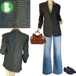 The Limited VINTAGE 1990'S  BROWN & BLUE WOOL BLEND HOUNDSTOOTH BLAZER (S) Photo 1