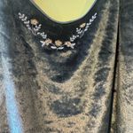 Delicates Vintage  Blue Velvet Slip/sleep Dress with Floral Details Sz large Photo 2