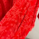 Johnny Was NWOT  Red Eyelet KIMONO Embroidered Floral Open Front Coat Sz S Photo 10