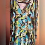 LOGO By Lori Goldstein  Multicolor Leaf Print Maxi Dress Photo 5