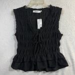 NWT ASTR The Label M Black Peplum Smocked Tie Top Eyelet Cottagecore WhimsyGoth Size M Photo 1