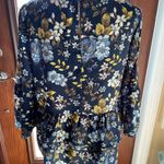 Time & Tru Bell sleeve blue & yellow top Photo 1