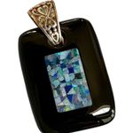 Jay King DTR Sterling Silver Black Agate & Micro Opal Mosaic Pendant Photo 5