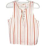 Everly Tie Front Cream Red Striped Tank Medium Photo 0
