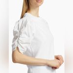 frame denim FRAME Pleated Elegant Women’s White Puff Sleeve Cotton Top Size XS Photo 2