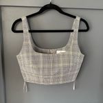NEW Misha COLLECTION plaid Matching Two Piece Set Crop Top and Bermuda Shorts 6 Gray Photo 2