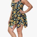 Hanna Nikole Womens Swimsuit Dress Sunflower Print Asymmetrical Hem Blue Yellow Size 18W Photo 15