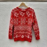Vintage Ugly Sweater Cambridge Dry Goods Knit Red Cotton Snowflake Holiday Small Photo 14