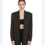 Danielle Guizio Oversized Black Pinstripe Blazer Classic Minimalist Quiet Luxury Photo 1