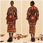 Farm Rio 💕💕 Nature Beauty Red Scarf Backless Midi Dress ~ Large L NWT Photo 1