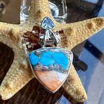 Composite Spiny Oyster & Arizona Turquoise Sterling Silver Pendant Photo 0