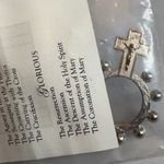 Religious Catholic Mortuaries Finger Rosary Ring Cross Italy INRI Jesus Silver Photo 3