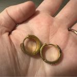 Vintage‎ Gold Toned Faux Diamond Huggie Hoop Small Earrings Black Trim Photo 3