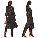 Veronica Beard NWT Shireen Button-Front Floral Print Pleated Dress in Ink Sz 2 Photo 1