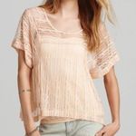Free People  Peach Lace Dolman Short Sleeve Top Photo 0
