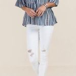 Womens Francescas Blue Rain Sierra Striped Peplum Top Photo 0