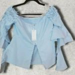 Lulumari COPY - Anthro. brand- blue lace embroidered off shoulder flutter top ✨🎀… Photo 0