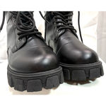 Wild Diva  Lounge Black Lace Up Lugged Boots, Size 8.5 Photo 6