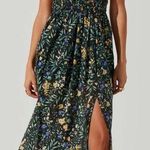 ASTR the Label Stasia Black Floral Smocked Maxi Dress Strappy Open Back Medium Photo 0
