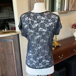 Forever 21 Lace Sheer Nylon Charcoal Top Womens Small Short Sleeve Sheer Photo 5