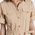 J.Crew utility shirt dress tan khaki gold button Midi Dress Belt flare neutral Photo 1