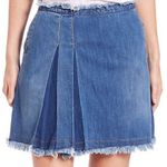 See By Chloe  Denim Skirt Side Pleat Raw Edge‎ Blue 28 6 Photo 0