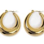 18K Gold Plated Chunky Hoop Earrings for Women Photo 0