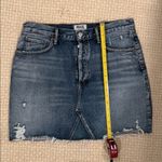 AGOLDE WOMENS 30 Distressed Blue Denim Mini Skirt Photo 2