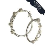CHAPS  Silver Tone Hoop Earrings With Knot Design Photo 1