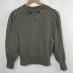 frame denim Frame Womens Long Sleeve Crew Neck Sweatshirt Green Cotton Size Small Petite Photo 0