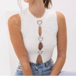 Kindred NWT , Love Heart Top (fuzzy crop top) White Color Size L Photo 1