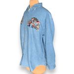 Vintage 90s Chambray Denim Shirt Embroidered Farmhouse Teddy Bears Apples Plus Blue Size undefined Photo 2