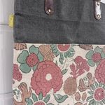 JOYN Cream and Grey Tote Bag with Garden Design. Gray Photo 1