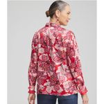 Chico's ‎ Floral Pleated Blouse Shirt Size 4 US 20 Red Pink Career Casual Light Photo 2