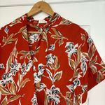 Sienna Sky Burnt Orange Floral Tie Neck Blouse Size Medium Photo 2