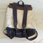 Land's End Navy & Ivory Canvas Backpack Bag Knapsack School Nautical Adjustable Blue Photo 3