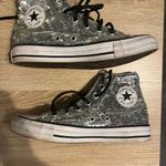 Converse  Silver Sequin High-Top Sneakers Womens sz6 Photo 2