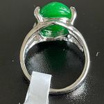 Green jade S925 silver woman ring size 6 Photo 3