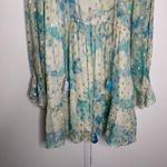 Hemant & Nandita Turquoise Blush Metallica Georgette Mini Dress Medium Blue Photo 3