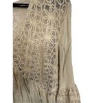 Kori America Half Sleeve Baby Doll Blouse With Crochet Flowers Green Size L Photo 2