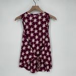 Lucky Brand  Star Print Sleeveless Tank Top Burgundy White Womens Size Small Photo 4